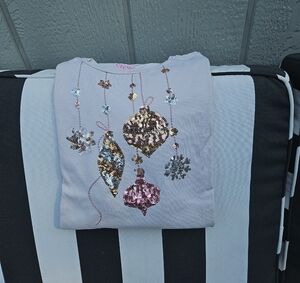 J. Crew Kids Long Sleeve Tee with Sequin Ornaments - Gray